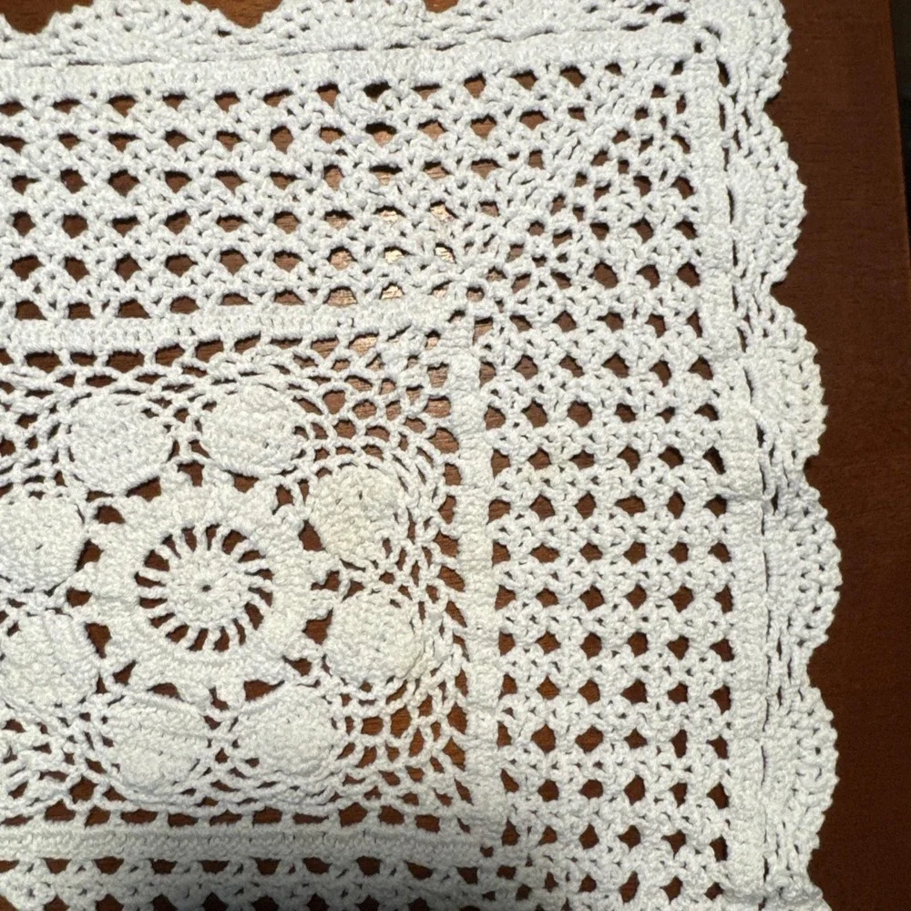 Set of 4 Vintage Hand Crocheted Doilies White Cotton Lace